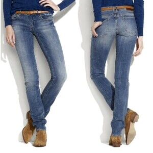 Madewell Rail Straight Jeans Blue Stretch Denim